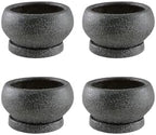 Serene Spaces Living Kuro Ceramic Low Planter with Saucer – Modern Textured Pot for Succulents, Cactus & Indoor Décor, Mini Black Planter, 5" Diameter & 2.9" Tall, Pack of 4 by SereneSpacesLiving