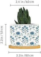 Mughal Flower in Ceramic Planter Blue Floral Planters for Outdoor Plants with Drainage Holes and Saucers Pot for Indoor Outdoor Garden - Image 2