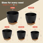 Black Self Watering Pots 20 Pack, Indoor and Outdoor Plant Pots with Wick Rope & Drainage Holes, Easy Watering Lip, Lightweight Plastic Self Watering Planter for Succulents, Houseplants, and Herbs - Image 2