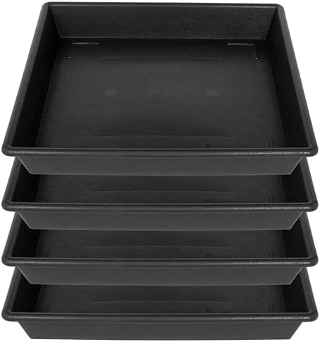 NIMYAU Square Plant Saucer 16 Inch 4 Pack, Plant Stand Plant Trays for Pots Heavy Duty Plastic Plant Saucers for Indoors Outdoors, Flower Pot No Holes Terracotta Plant Lover Gardening Gifts by NIMYAU