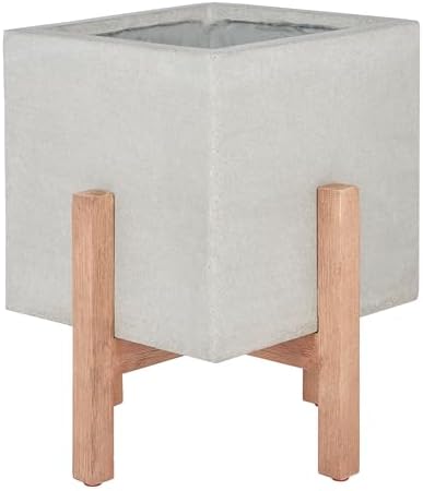 SAFAVIEH Outdoor Collection Borsla Natural/Light Grey Concrete Planter - Image 6