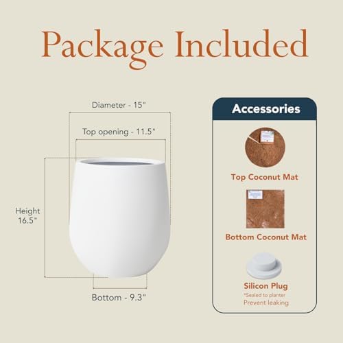 KUTE NEST 15" Premium Corso Fiberstone Outdoor Planter - White - Image 2