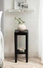 Kate and Laurel Talcott Modern Square Wood Drink Table, 12 x 12 x 28, Black, Transitional Decorative Two-Tier Pedestal Table for Use as Plant Stand Indoors or Living Room Decor Accent - Image 4