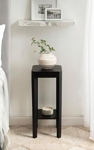 Kate and Laurel Talcott Modern Square Wood Drink Table, 12 x 12 x 28, Black, Transitional Decorative Two-Tier Pedestal Table for Use as Plant Stand Indoors or Living Room Decor Accent - Image 4