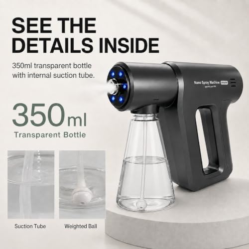 Cordless Handheld Nano Atomizer Spray Gun 380ml Gunmetal Gray - Image 7