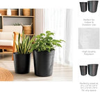 Tall Modern Lines Resin Planters for Home Decor and Garden Spaces - Minimalist Round Planters for Indoor and Outdoor - Classic Flower Pots for Patio and Entryway - Set of 2, 21", 19", Black - Image 5