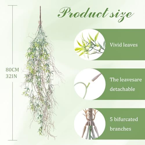 dallisten 4Pcs Fake Hanging Fern Plants for Outdoors, UV Resistant Artificial Ferns Greenery Vines Faux Trailing Plants for Indoor Wall Porch Wedding Boho Home Garden Decor(4PCS WhiteGreen Ferns) - Image 3