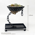 Ceramic Bonsai Pot with Iron Stand & Drip Tray - Image 2