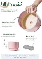 LE TAUCI Ceramic Pots for Plants, 4.3+5.3+6.8 Inch, Set of 3, Pink - Image 5