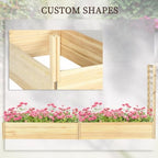 Outsunny Raised Garden Bed Trellis, 2 Compartments, 43 Inch, Natural Tone - Image 6