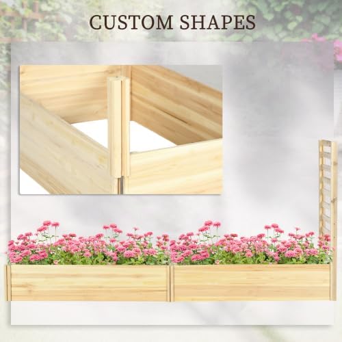 Outsunny Raised Garden Bed Trellis, 2 Compartments, 43 Inch, Natural Tone - Image 6