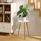 KINNARY Tall Plant Stand Indoor, Mid Century Wood White Flower Stand for Corner, Metal Plant Holder, Modern Home Decor Small Round Side End Table (11.8"x20") - Image 7