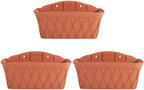 Sungmor 3 Pack Wall Hanging Planters, 16.5 Inch Railing Fence Hanging Flower Pots, Thickened Plastic Water Storage Plant Pot, Indoor Outdoor Garden Balcony Decor, Large Terracotta Color Plant Basket - Image 3