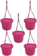 7in Pot and Hangers Pink Plastic Flower Pot Set of 5 by AustinPlanter