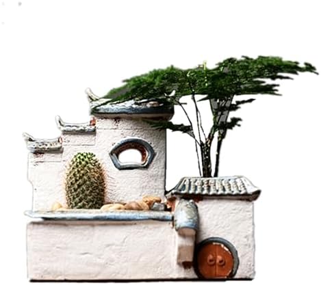 Ceramic Succulent Pot, Handmade Succulent Planter/Plant Pot/Flower Pot/Bonsai Pot Fish Tank Landscaping for Herb, Succulent,Cactus Container for Home Decor (G) by Homdexor