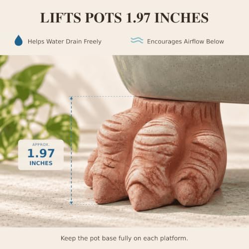 3 Pcs 4 Inch Terracotta Paw Pot Feet for Large Outdoor Planters - Image 7