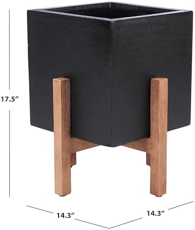 SAFAVIEH Outdoor Collection Borsla Natural/Black Concrete Planter - Image 4