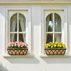 16 Inch Railing Planter Box Window Boxes Planters - 4 Pack Deck Railing Planter Boxes with Adjustable Brackets Coco Liners Balcony Planters Railing Hanging for Window Flower Boxes Outdoor Garden Decor - Image 5