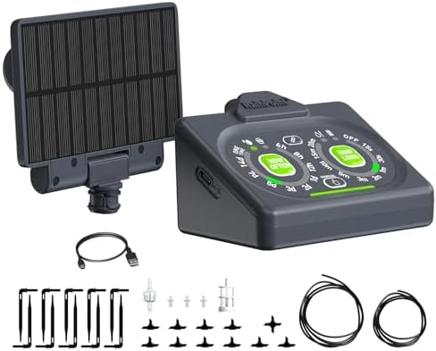 RAINPOINT Programmable Solar Drip Irrigation System for Indoor Houseplant Support Up to 15 Plants, Compact Vacation Automatic Plant Waterer Self Watering Device While Away Low Water Auto Shut-Off by RainPoint
