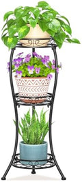 LASZOLA 3 Tiers Metal Corner Plant Flower Stand Tall Indoor Outdoor, Black by LASZOLA