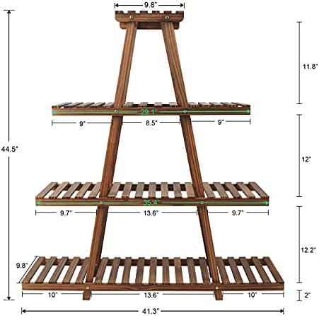 Ufine 4 Tier Wood Plant Stand Indoor Outdoor A Frame Plant Display Shelf - Image 6