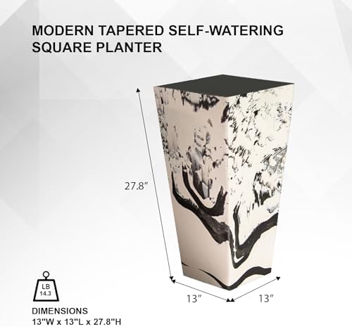 XBrand Modern 28-Inch Tall Square Planter, Perfect for Indoor & Outdoor, Patio Decor, Set of 2, Black & White - Image 6