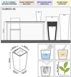 Lechuza CUBICO 40 Cream White High Gloss, Self-Watering Tall Planter, H29.5 L15.7 W15.7 in - Image 2