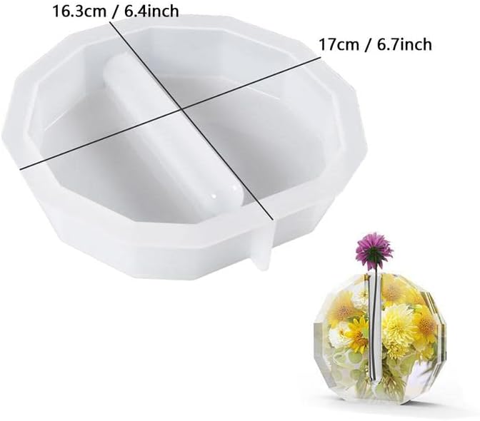 Resin Molds Vase Plant Propagation Station Epoxy Silicone Molds with 12 Test Tubes Hydroponic Flower Holder Home Office Decoration (Round, Semicircle, Oval, Dodecagon) - Image 5