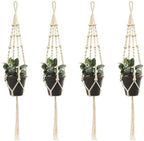 39.4 in (100 Cm) 4 Pcs Macrame Plant Hangers, Cotton Rope and Wooden Beads, for Indoor Outdoor, Suitable Succulent Pots Small Planters by LUMINFLY