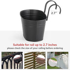 Dahey 10.5 Inch Metal Hanging Flower Pots 5 Pcs Outdoor Railing Planter Box - Image 6