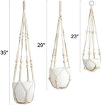 Mkono Macrame Plant Hangers Indoor 35"/29"/23" Hanging Planter Holder Set of 3 and Fake Hanging Plant with Pot Set of 1 - Image 6