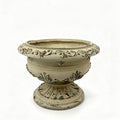 13" H X 18" W MGO Grecian Urn Planter, Large Low-Profile Lightweight Concrete Pedestal Pot, Ornate Stone-Look Garden Bowl with Drainage Hole, Outdoor Flower Pot for Entryway & Porch, Antique White by Unknown