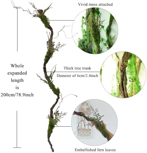 78" Large Bendable Fake Tree Trunk Branch Wall Hanging Moss Vine - Image 5