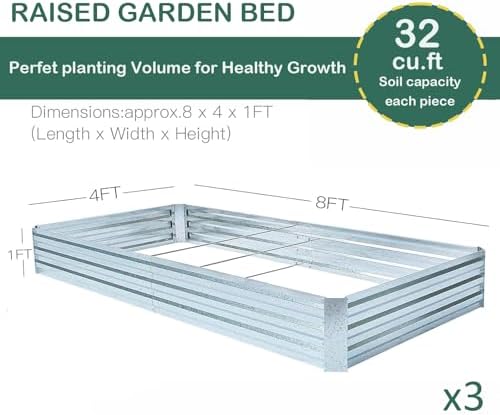 Galvanized Raised Garden Bed 8x4x1ft 3-Pack - Image 2