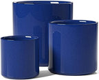 LE TAUCI 10+8+6 Inch Ceramic Pots for Plants, Indoor Planters with Drainage Hole and Plug, Modern Cylinder Flower Pots Set of 3 for Office and Living Room, Glossy, Midnight Blue by LETAUCI