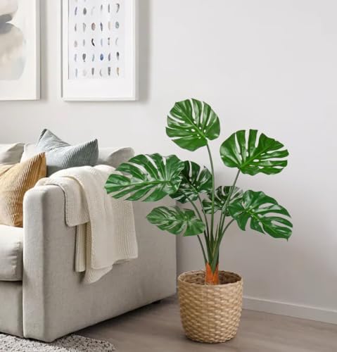GnFlus Large Fake Plant 36" Faux Monstera Plant UV Resistant Fake Monstera Floor Plant Realistic Artificial Plants Indoor Outdoor for Home Office Farmhouse Garden Decor, 3ft Tall Artificial Tree - Image 3