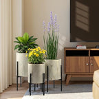 LuxenHome Planters for Indoor Plants, Set of 3 Floor Plants Pots with Stand - Image 7