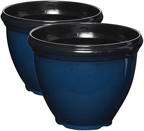 Southern Patio Heritage Glossy Resin Planter, Monaco Blue, 12 in, 2-Pack by SouthernPatio