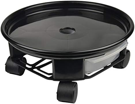 1 Pack 15" Black Plant Caddy with Easy Moving Caster Wheels and a Water Container Round Movable Planter Dolly Trolley Tray Pallet Outdoor Indoor Tree Flower Stand Planter by Amkoskr