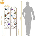 LEWIS&WAYNE 2 Pack Metal Garden Trellis with Colorful Butterfly 60 Inch High Outdoor Decoration Arched Fence Trellis for Climbing Plants for Patio, Lawn, Yard, Backyard, Wall Brackets - Image 2