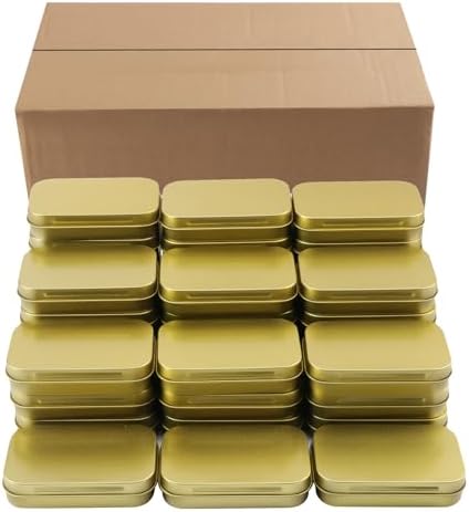 40 Pack 3.8 Inch Metal Tins with Hinged Lid, Rectangular Hinged Tins for Candles, Keys, Cosmetics, Candy, Jewelry, Craft (3.8 x 2.45 x 0.8 Inch, Golden) - Image 4