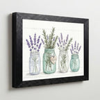 Framed Canvas Wall Art Watercolor Mason Jar Herb Bouquet Seafoam Lavender Rosemary Greenery Canvas Print Poster Black Frame Wall Decor for Kitchen Dining Room Farmhouse Decor, Rustic Gift - Inch 12x16 - Image 5