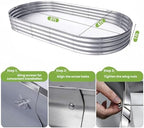 Galvanized Raised Garden Bed, Outdoor Planter Box for Gardening Metal Oval Raised Bed for Vegetables Flowers Herb & Fruit Easy Assembly Patio Kit for Planting Plants-SILVERY-8X4X1FT-1PCS - Image 2