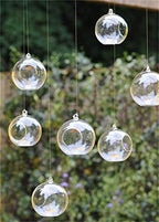 Pack of 24 Hanging Glass Orbs Hanging Glass Globe Terrariums Without 2 Side Hole for Candle Holder, TeaLight Holder Candlestick for Wedding Decor by Ecosides