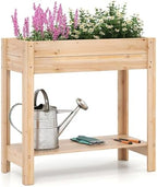 GIANTEX Wood Raised Garden Bed w/Lower Shelf, Planter Box with Legs for Flower Herb Vegetable Fruit, Indoor Outdoor Elevated Raised Beds for Gardening, Backyard, Patio, Balcony by Giantex