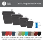 The HC Companies Eclipse Square Planter Pot, 12 Inch, Slate Blue, 2-Pack - Image 6