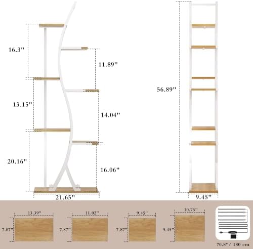 56" Plant Stand Indoor with Grow Lights, 7 Tiered Tall Metal Plant Shelf - Image 2