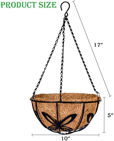 Kingbuy Metal Hanging Planter Basket with Coconut Fiber Liner Chain Wire Plant Holder 10 Inch Flower Pot for Indoor Outdoor Decor, Butterfly Pattern, 2 Pack - Image 5
