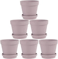 Fcacti 5.5 Inch Pink Clay Pot for Plant with Saucer - 6 Pack Large Terra Cotta Plant Pot with Drainage Hole, Flower Pot with Tray, Terracotta Pot for Indoor Outdoor Plant by FcactiTerracottaPots