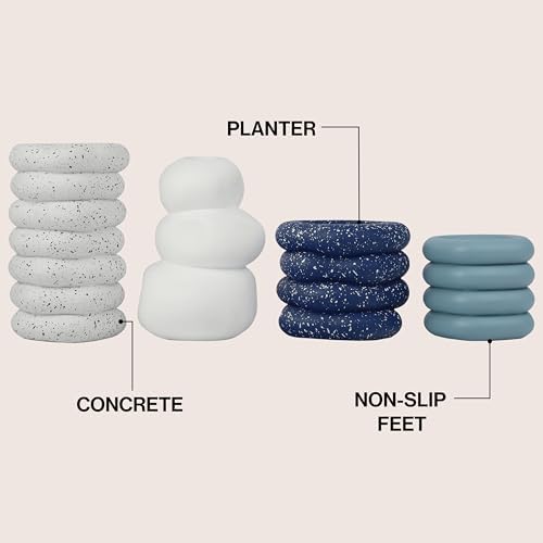 JONATHAN Y Hollis Modern Minimalist Handmade Concrete Stacked Ring Planter Set with Drainage Holes, Matte Cool Tone (Set of 4) (PLN1003B-4SET) - Image 4
